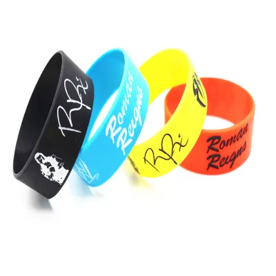 1 Inch Roman Reigns Engraved Color Filled Silicone Bracelet Competition Promotion Silicone Wristbands