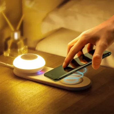 2 in 1 Table Lamp With Wireless Charge for Mobile Phones Bedside Night Lights Body Motion Bedroom USB Charge LED Desk Lamp