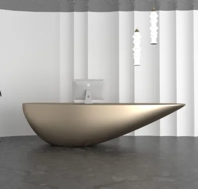 3D Printed Metal Streamlined Reception Desk Combination of Minimalism and Sculpture Multifunctional Material