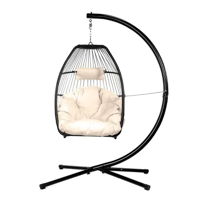 Outdoor Patio Swing Set Rattan Hammock Swing with Cushions Indoor Bedroom Rope Swing Chair for Playing