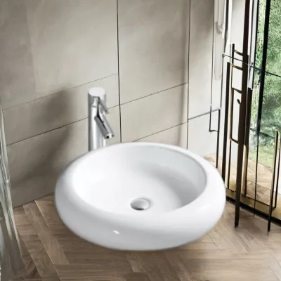 Modern Small White Ceramic Art Basin Portable Hotel Hair Wash Concrete Bat Durable and Easy to Clean