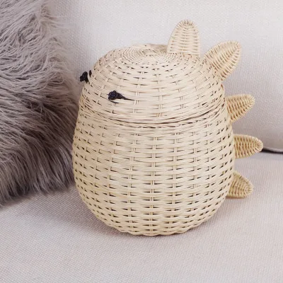 Creative Hand-woven Rattan Small Dinosaur Baby Toy Decoration Photography Props Natural Rattan Woven Storage Basket