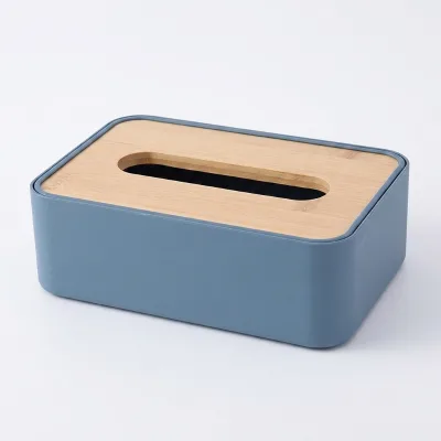 Simple Fashion Home Kitchen Restaurant Hotel Tissue Storage Box with Wooden Lid