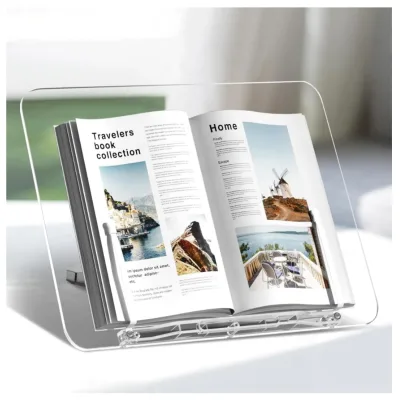 Transparent Acrylic Flexible Book Stand Adjustable Reading Holder for Textbook Magazine Sheet Music Display Office Storage