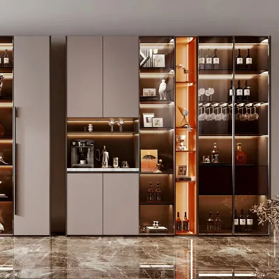 Minimalist Melamine Wine Cabinet Elegant Wall-Mounted Design with Glass Factory Direct Wood Panel Home Furniture