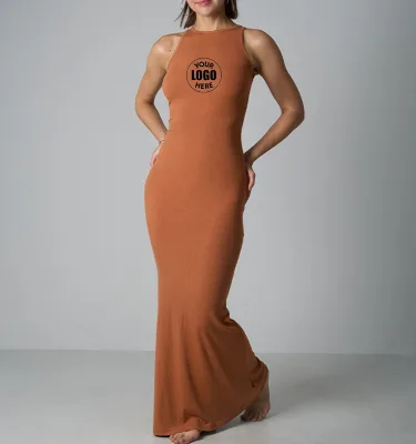 91% Modal 9% Spandex Women Ribbed Bodycon Maxi Dress Tight Fit Sleeveless Long Tank Dress Going Out Beach Vacation Sundresses