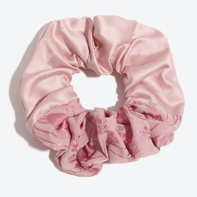 Fashionable hot selling embroidery satin splicing high-end temperament fabric scrunchies