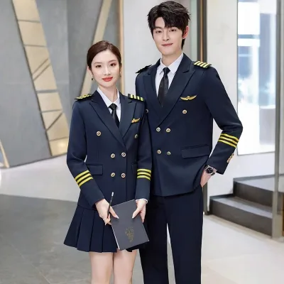 Student Pilot Uniform Set Polyester Aviation Workwear for Safety Security Class Training Suit