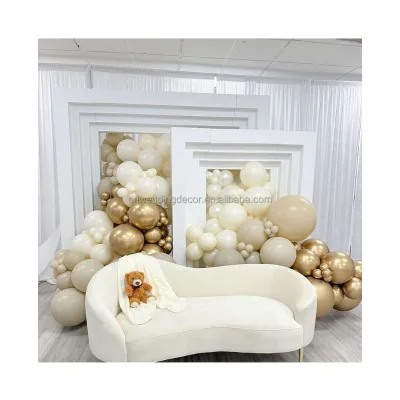 White Layers Acrylic Event Rectangle Panel Gold Stripe Wedding Acrylic Frame Backdrop Design Party