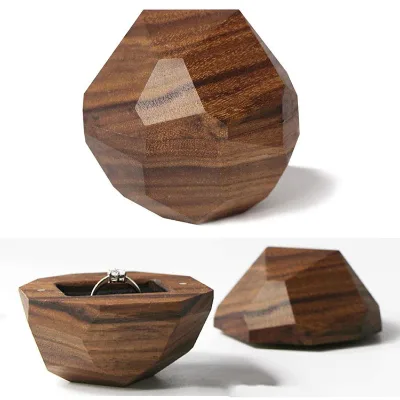 Custom Rustic Portable Wooden Box for Ring Hoops Love Jewelry Packaging Gift Box