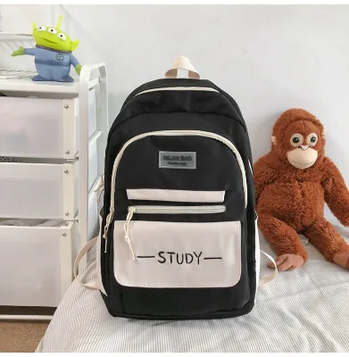 Fashion Nylon Large Capacity Backpack Teenage Pure Colour Schoolbag Women Men Waterproof Travel Rucksack Bags Student School Bag