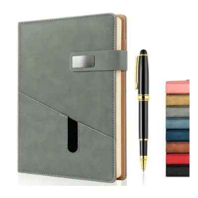 Hardcover Refill A5 Lined Leather Business Notebook Personalized Thick Ruled Paper Travel Journal with Pocket and Magnetic Buckle