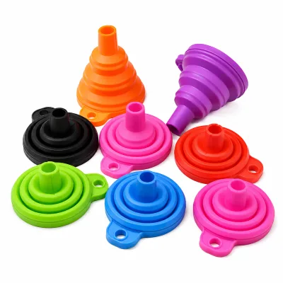 Wholesale Custom Color Collapsible Funnel Multi-Size Food Grade Silicone Kitchen Funnel Personalized Foldable Liquid Funnel