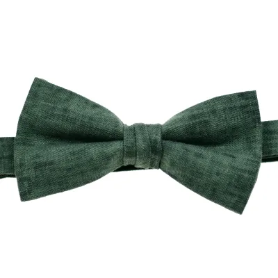 Luxury Menswear Charm 100% Pure Mottled Linen Myrtle Green Bow Ties Watercolor Pre-tied Eco-Friendly Bowtie for Boys and Men