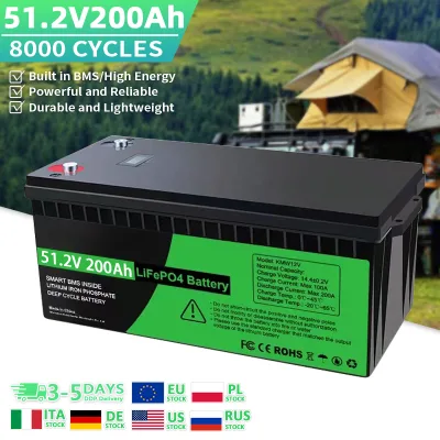 51.2v 48v 100ah 200ah 300ah 340ah Lithium Battery Pack BMS Solar System Storage for Golf Car Scooter Motorcycle Boat Lifepo4