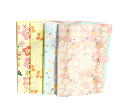 Stationery Fragmented Flowers Series A4 Printed PVC Cover Organizer/Planner Document File Folder Test Paper Clip Data Storage