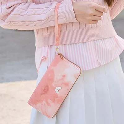 Tie-dye Print Handbag Rainbow Clutch Zipper Wallet Butterfly Decoration Coin Wallet Ink Gradient PU Portable Horizontal Wallet