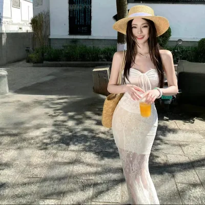 Sexy Lace Bandeau Top Fishtail Bodycon Skirt Set Women's Strapless Crop Top High Waist Pencil Skirt Night Club Suit