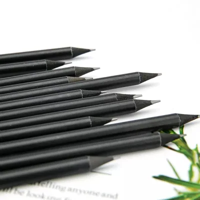 Promotional Stationery Factory Wholesale Bulk Customized logo Design Standard Black Wood HB 2b Pencils