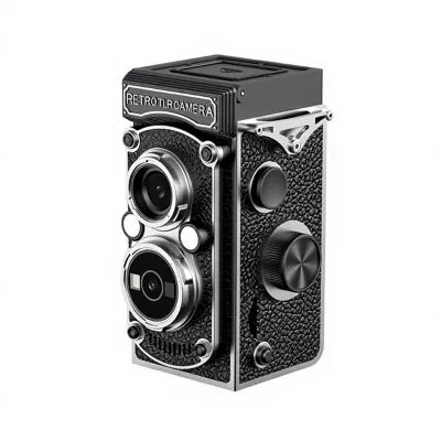 Retro Twin-lens Reflex Camera Manual Crank Simulated CMOS Beginner-friendly Portable Film-style Digital Selfie Camera
