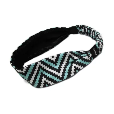 European and American Custom All-over Retro Printed Headband with Crisscross Elastic Fabric Hair Accessory Headband