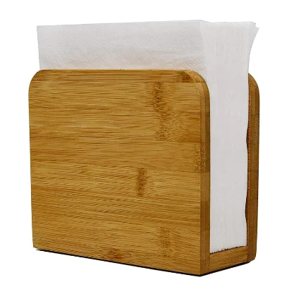 Kitchen Worktop Dining Table Desk Rectangular Tissue Rack Bamboo Napkin Stand Holder