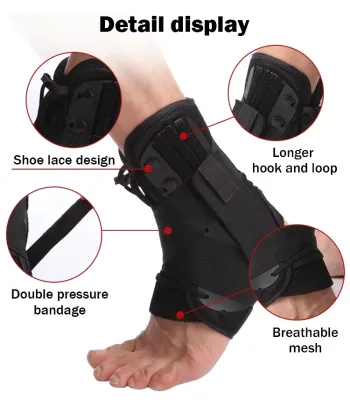 Lace up Compression Ankle Brace with Stabilize Straps for Protection Recovery From Ankle Sprains Polyester Spandex Ankle Wraps