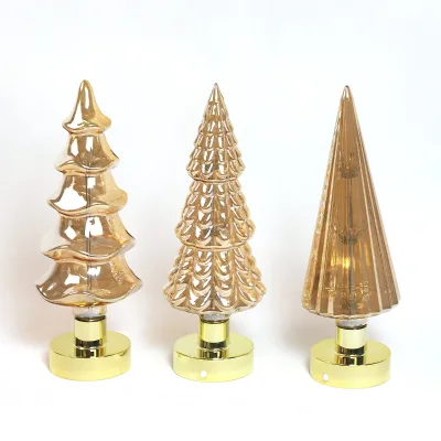 Led Illuminated Blown Glass Christmas Tree with Built-in Lights Decorated Christmas Trees Sale
