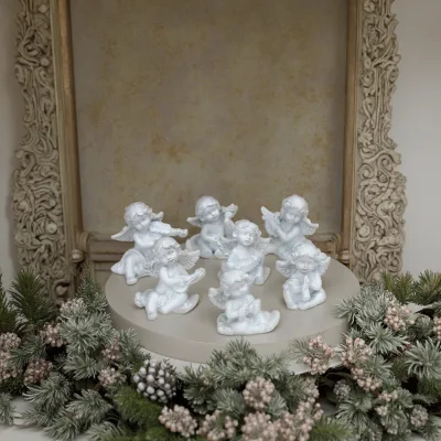 Factory New White Little Angel Resin Figurines Western Design for Home Decoration Christmas Religious Garden Art for Gifts