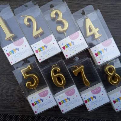 Gold Number Candles 0 1 2 3 4 5 6 7 8 9 for Cake Decoration Birthday Parties Anniversary Celebrations Number Candle Birthday