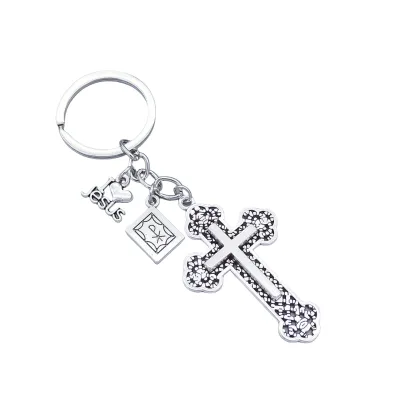 Cross Holy Bible Keychain Jesus Ring Metal Vintage Christianity Accessory Religious Beliefs Handmade DIY Key Chains Keyring