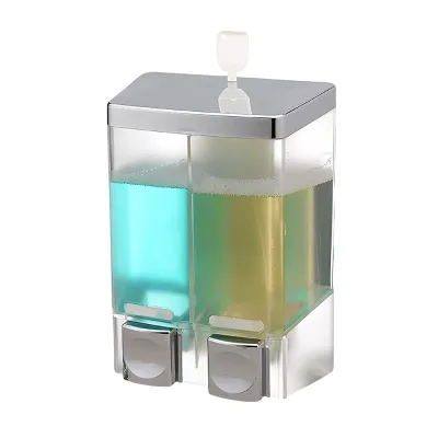 Integrated Dual Bottle Manual Hand Soap Modern Design for Use Bathrooms Hotels Hospitals Schools Homes 480ML*2
