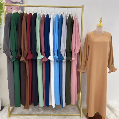 Summer Organza Solid Color Large Size Women's Dress for Middle East Dubai Turkey