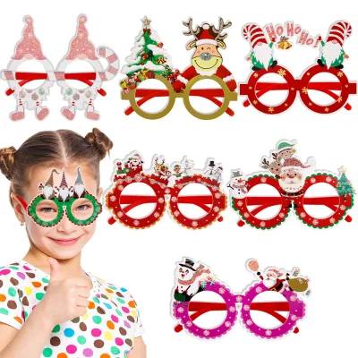 Cartoon Christmas Glasses Holiday Party Decoration Supplies Elk Santa Claus Glasses Frame Dress up
