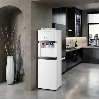 New High Efficiency Water Cooler Hot Sale Three Water Outlet Electric Cooling Fridge up Loading Home Appliance Water Dispenser