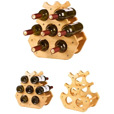 Hot Sells Wholesale 12-bottle Natural Bamboo Wine Rack Wooden Wine Rack