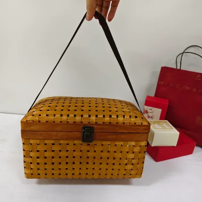 Bamboo Sheet Storage Basket | Handmade Folk Art Eco-Friendly Gift Basket