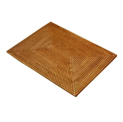 Natural Rattan Eco-Friendly Modern Minimalist Heat-insulated Pad 12"x16" Hand-woven Rectangular Placemats for Dining Table