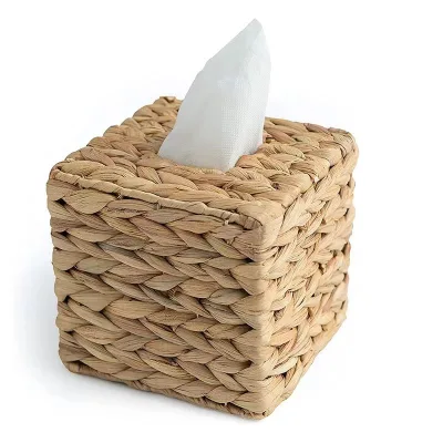 Handmade Modern Portable Woven Tissue Box Cover Napkin Box Holder Square Facial Tissue Box