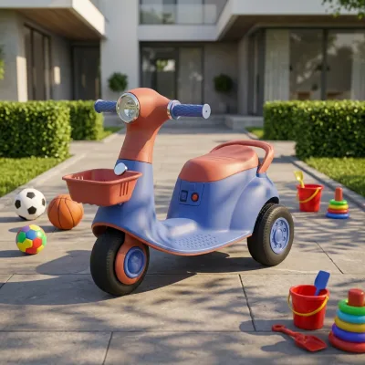 Factory Wholesale Plastic 3-Wheel Kids Electric Scooter Ride-on Toy Children Motorcycle Storage Basket Custom Logo Bulk Order