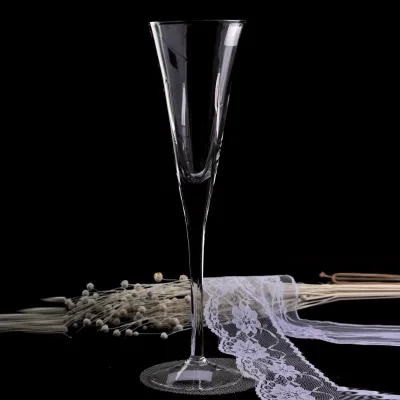 Trumpet-Shaped Crystal Champagne Glass Long Stem Wine Glass Hand Blow Wine Glass