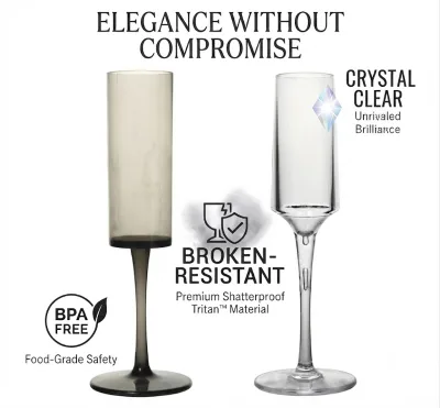 Premium PC Champagne Flute Plastic martini Glasses Outdoor Party Glasses Crystal Clear Unbreakable Wine Cup for Event Supplies