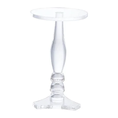 Small Elegant Clear Acrylic Side Table with a Round Top and Tri-Angle Base