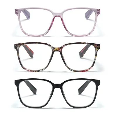 Blue Blocking Light Computer Eyeglasses Reading/Gaming/TV/Phones Glasses for Women Men Lightweight Full-Rim Square Frame