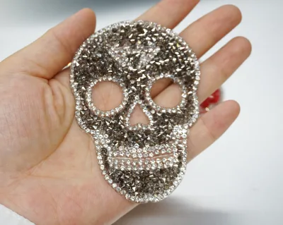 New Style Shiny logo Iron on Rhinestone Applique Diy Sequin Happy Face Hotfix Rhinestone Patch