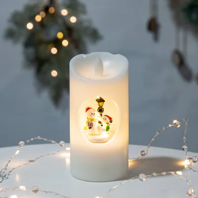 Newish Christmas Decoration Moving Xmas Snowman View and Music Wax Flameless Candle Light with LED