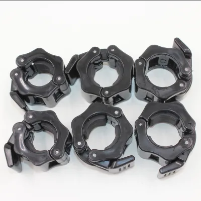 Hot Selling Custom Logo Accessories Competition Multi Black Color Fitness Weightlifting Lock Barbell Clamp Nylon Barbell Collar