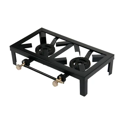 Thickened Cast Iron Portable Gas Stove with Independent Flame Control 2 Burners for Restaurant Food Stall Outdoor & Car Use