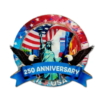 Factory Customized Logo Design Wood 2026 America USA 250 Anniversary Souvenir Fridge Magnet