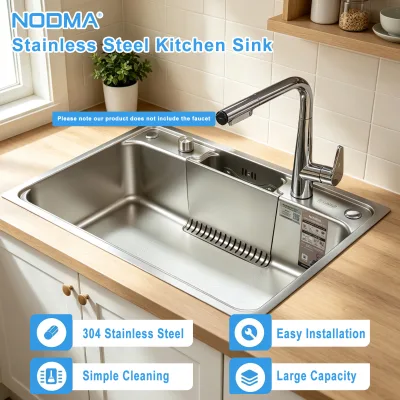 Workstation Kitchen Sink 304 Stainless Steel 260mm Deep Nano Silver Convex Point Texture With Colander Rack